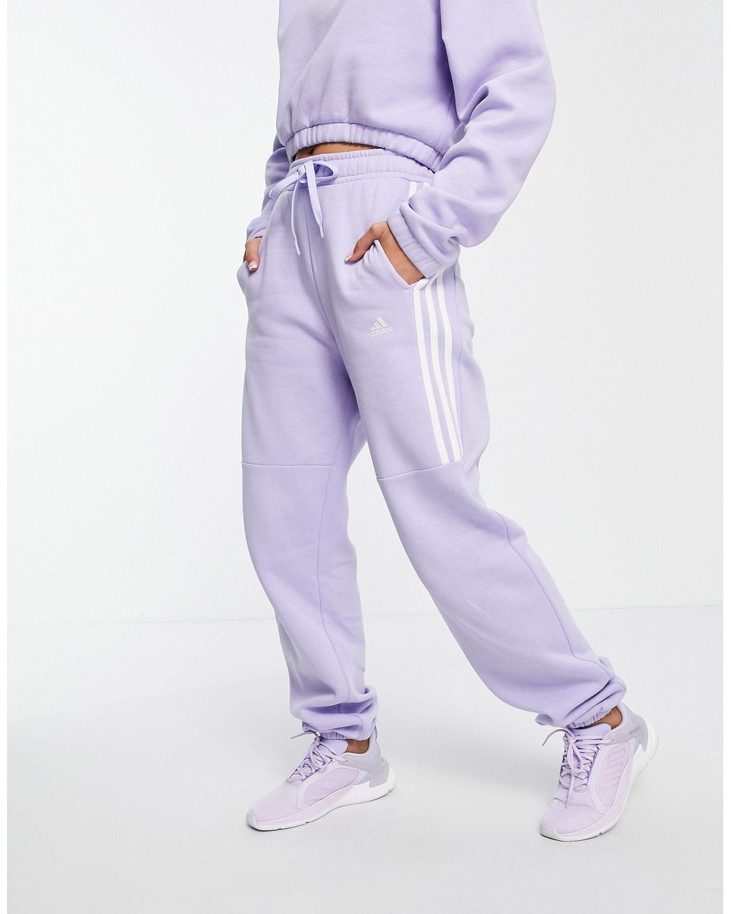 adidas Originals Adidas Training Oversized joggers With Three Stripes in  Purple | Lyst