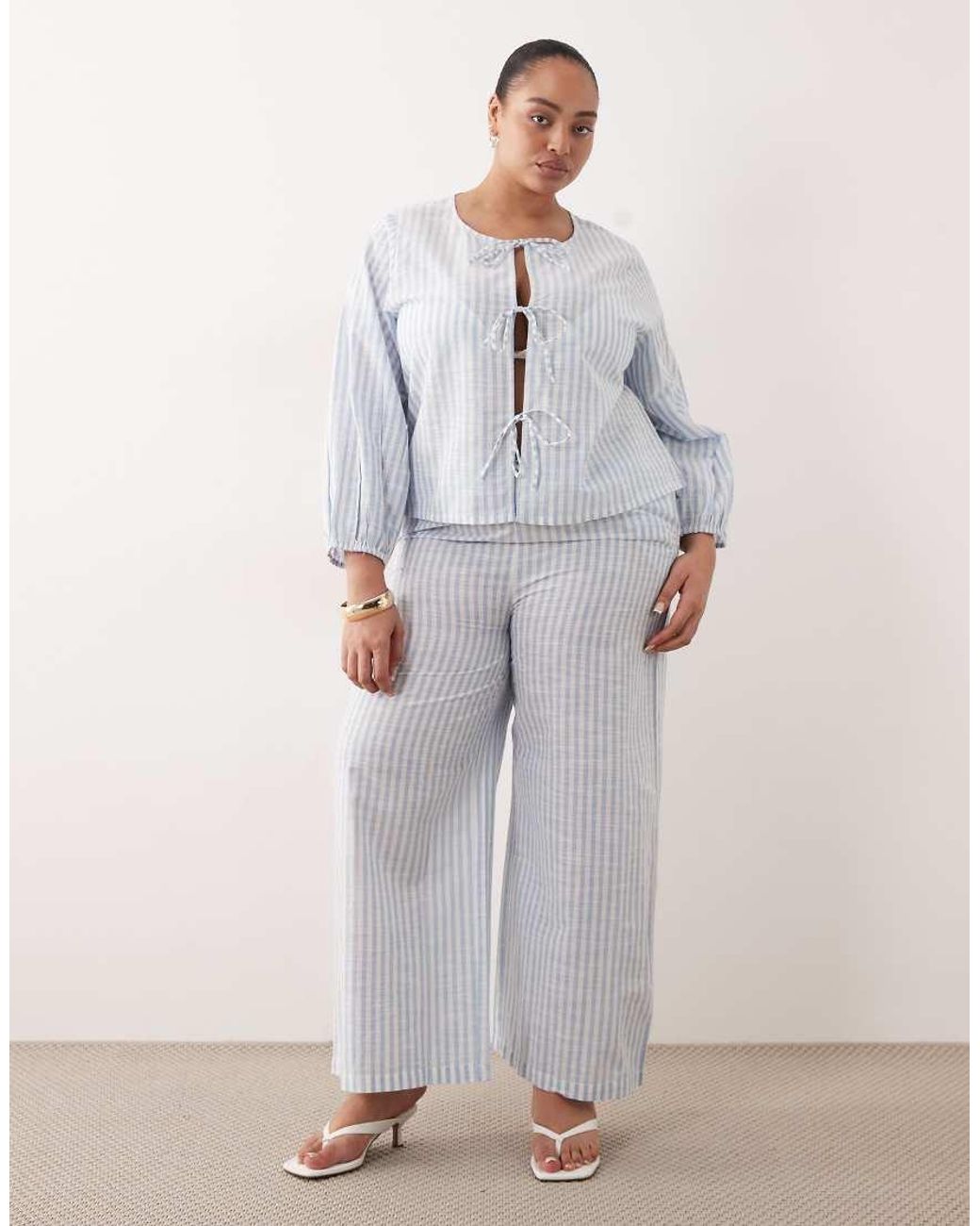 Esmee Curve White Tie Front Long Sleeve Beach Top Co-Ord
