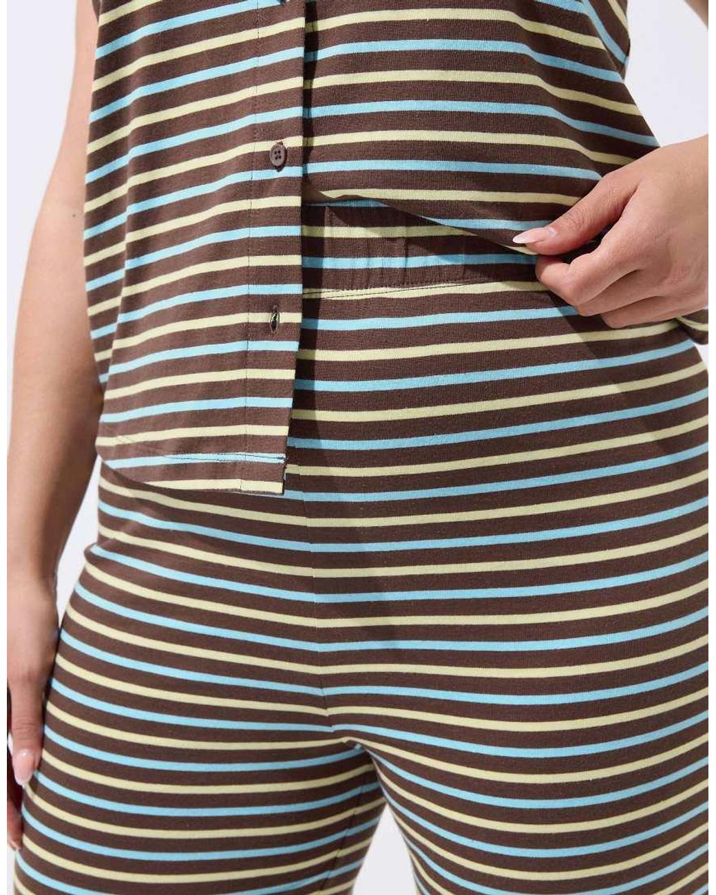 Yours Clothing White Striped Wide Leg Trousers