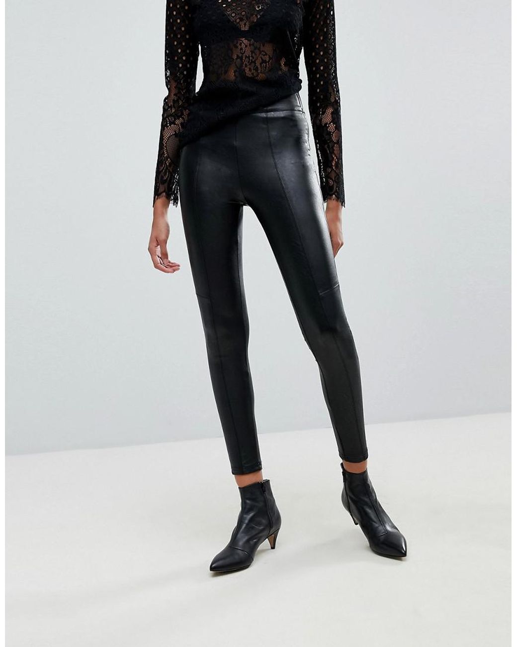 Stradivarius Leather Look Trouser in 