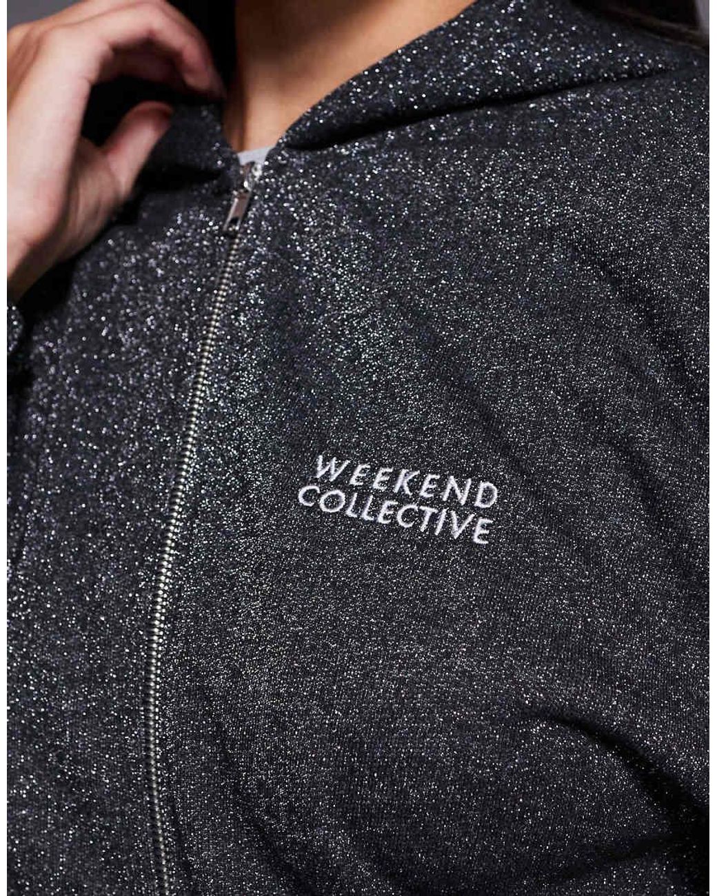 ASOS Blue Weekend Collective Co-ord Zip Through Hoodie With Metallic Thread