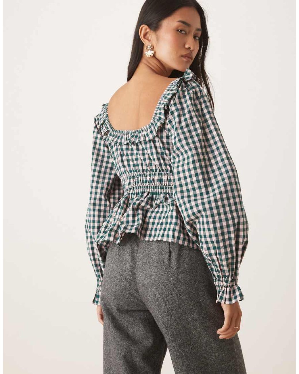 Nobody's Child Gray taggie Milkmaid Blouse