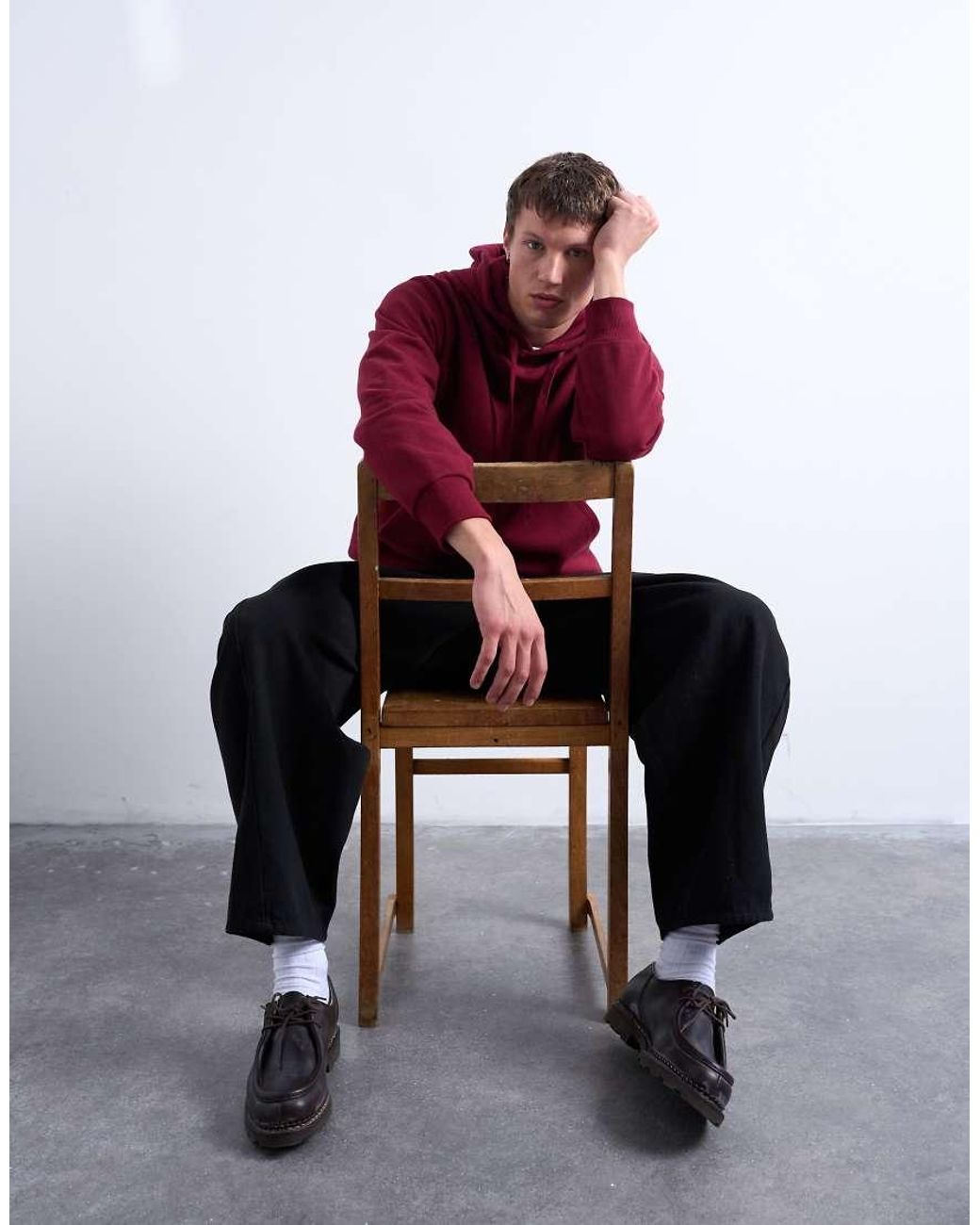 Topman Red Boxy Fit Hoodie for men