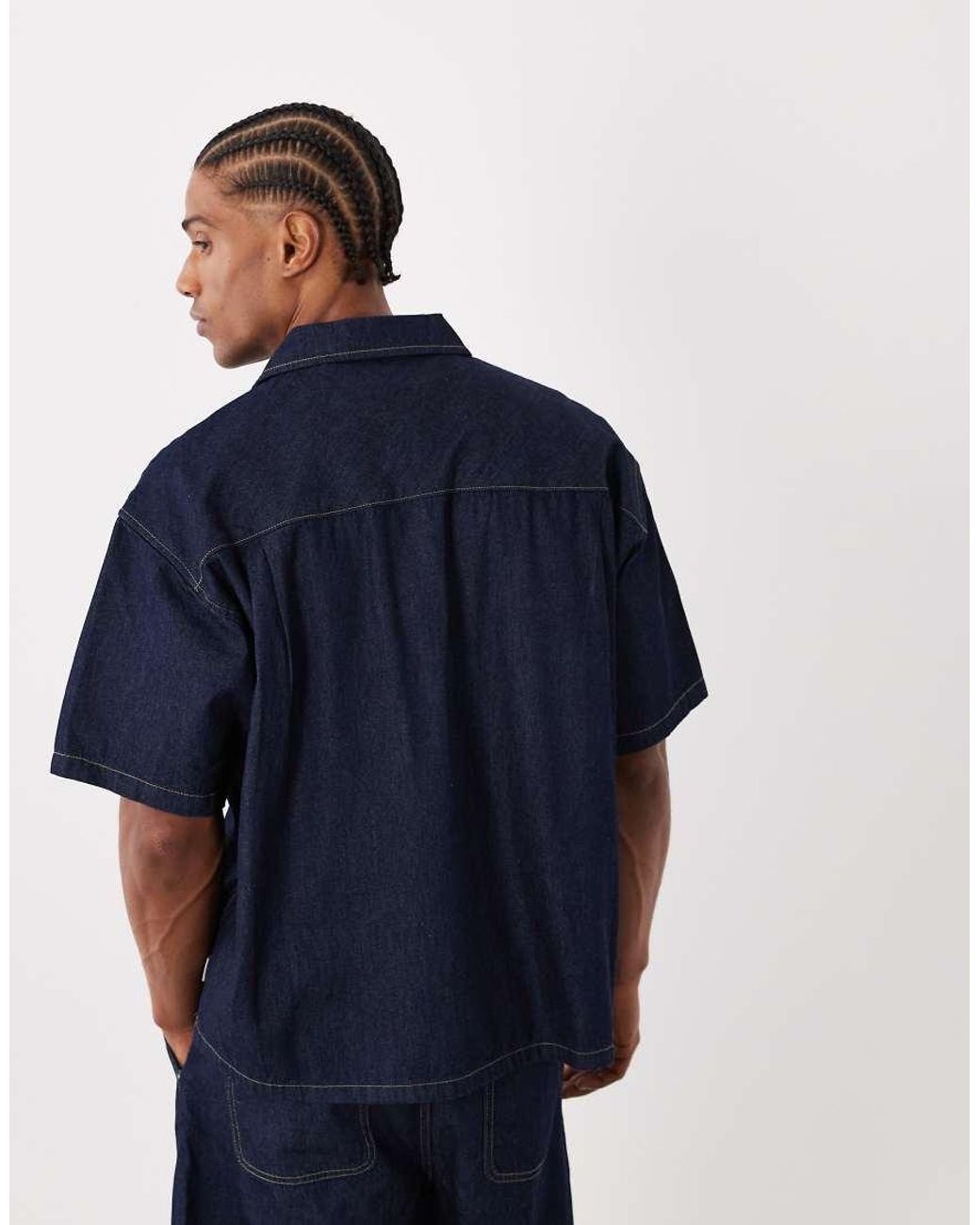 Jack & Jones Blue Short Sleeve Denim Shirt for men