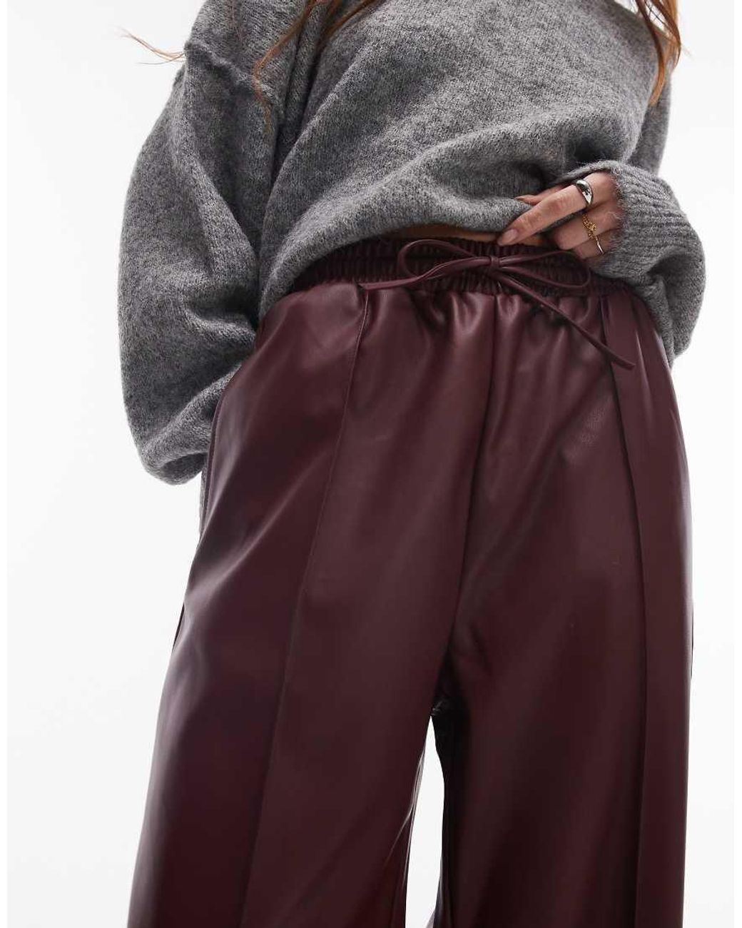TOPSHOP Faux Leather Jogger in Purple Lyst UK