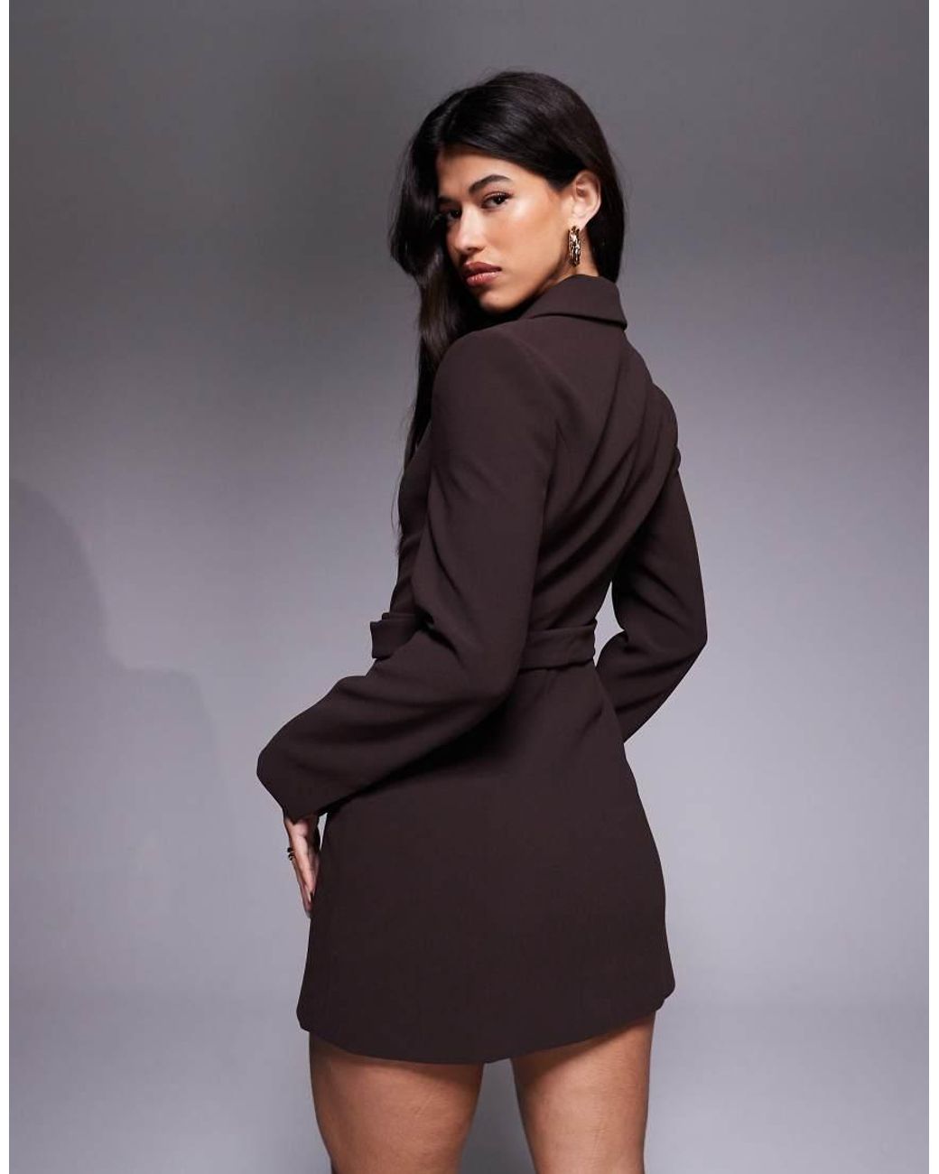Forever New Gray Belted Blazer Mini Dress