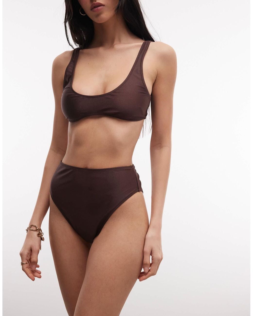 Collusion Brown Crop Bikini Top
