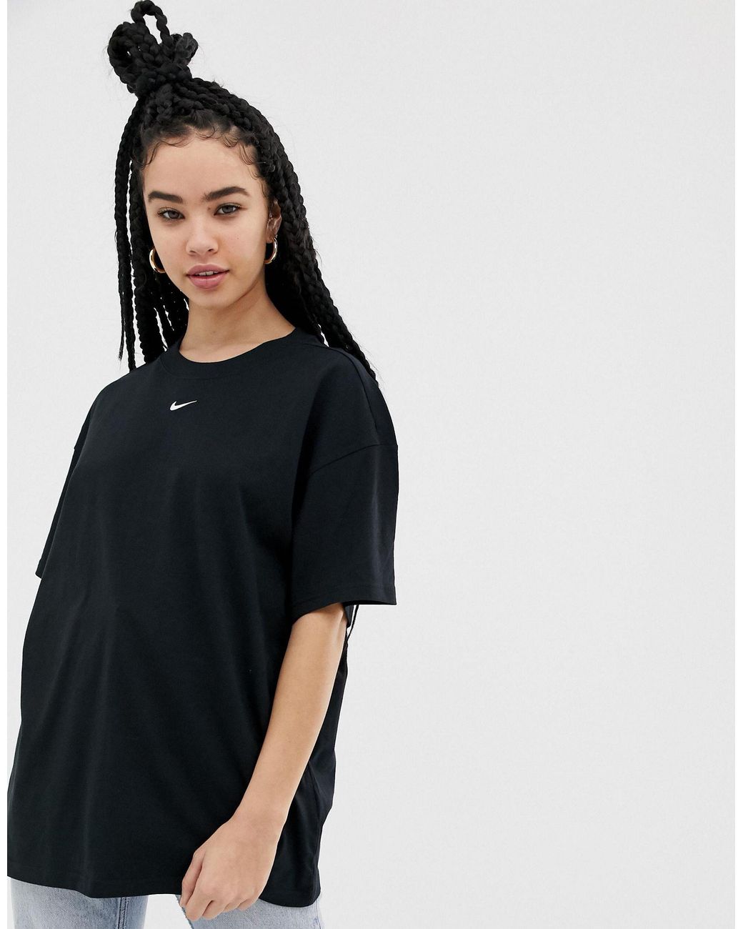 Nike Cotton Oversized Boyfriend T-shirt in Black | Lyst