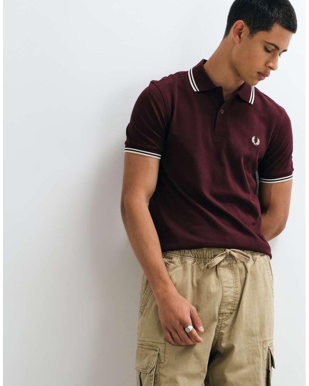 Fred Perry Black F Perry Twin Tipped Polo Shirt for men