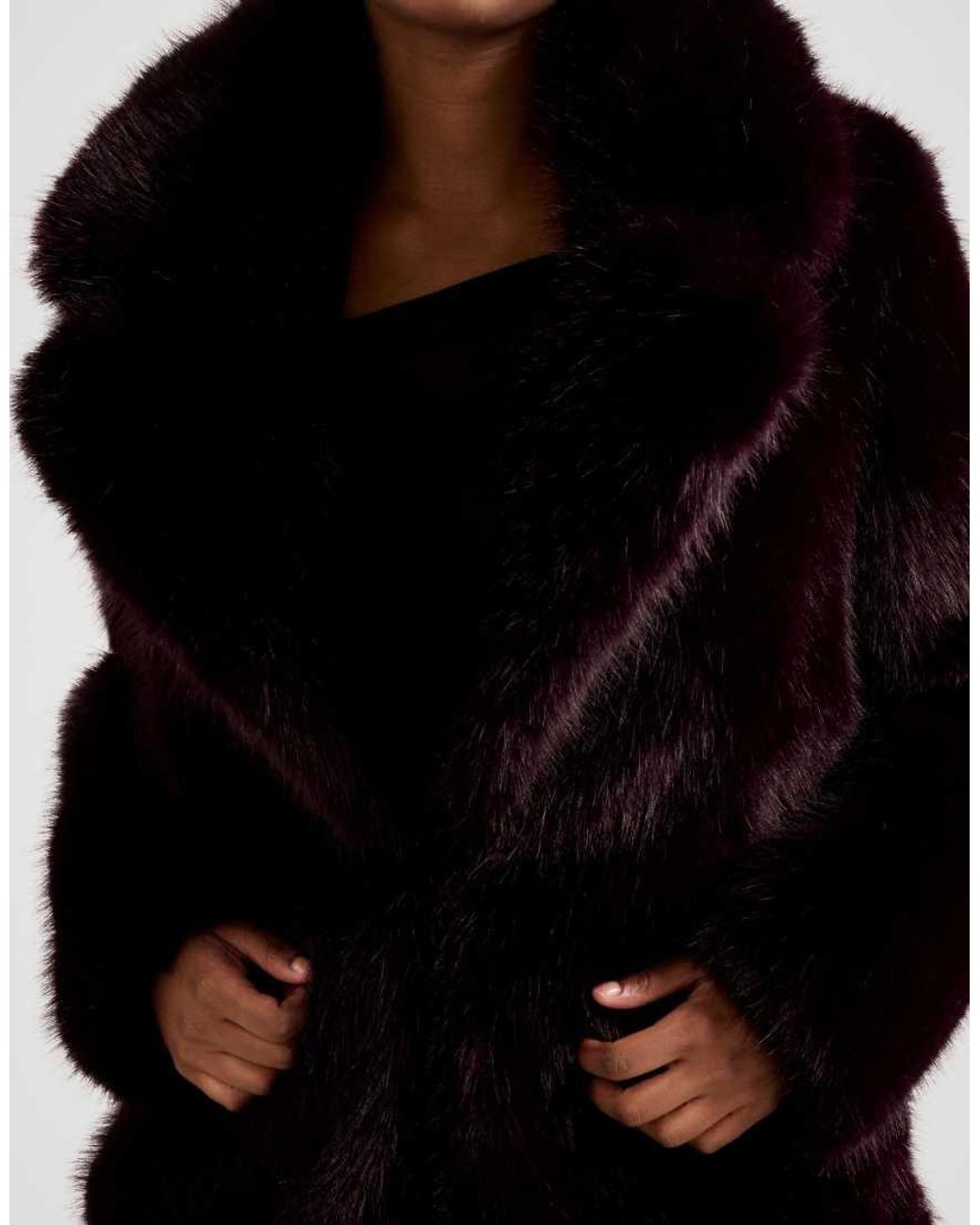 Forever New Black Faux Fur Coat