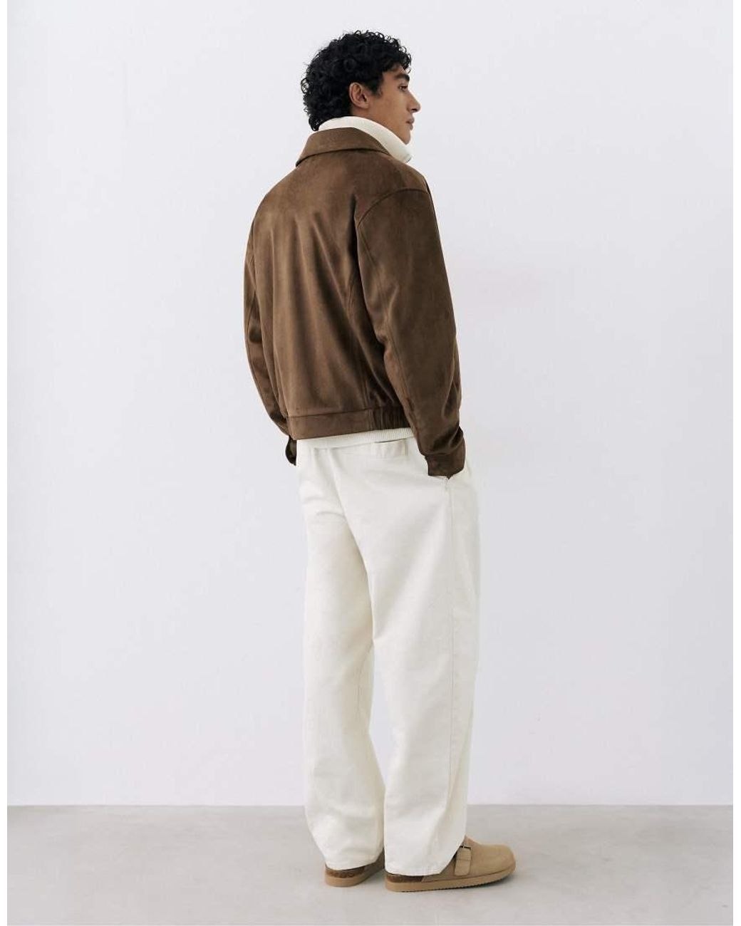 Pull&Bear Brown Faux Suede Jacket for men