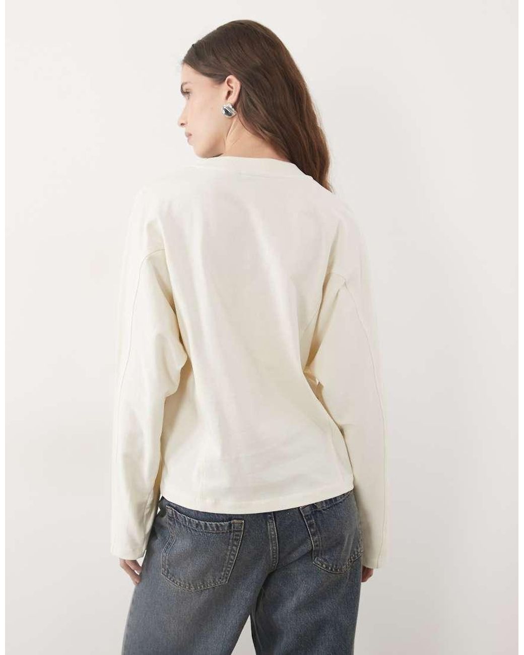 ASOS Natural Seam Detail Crew Neck Long Sleeve