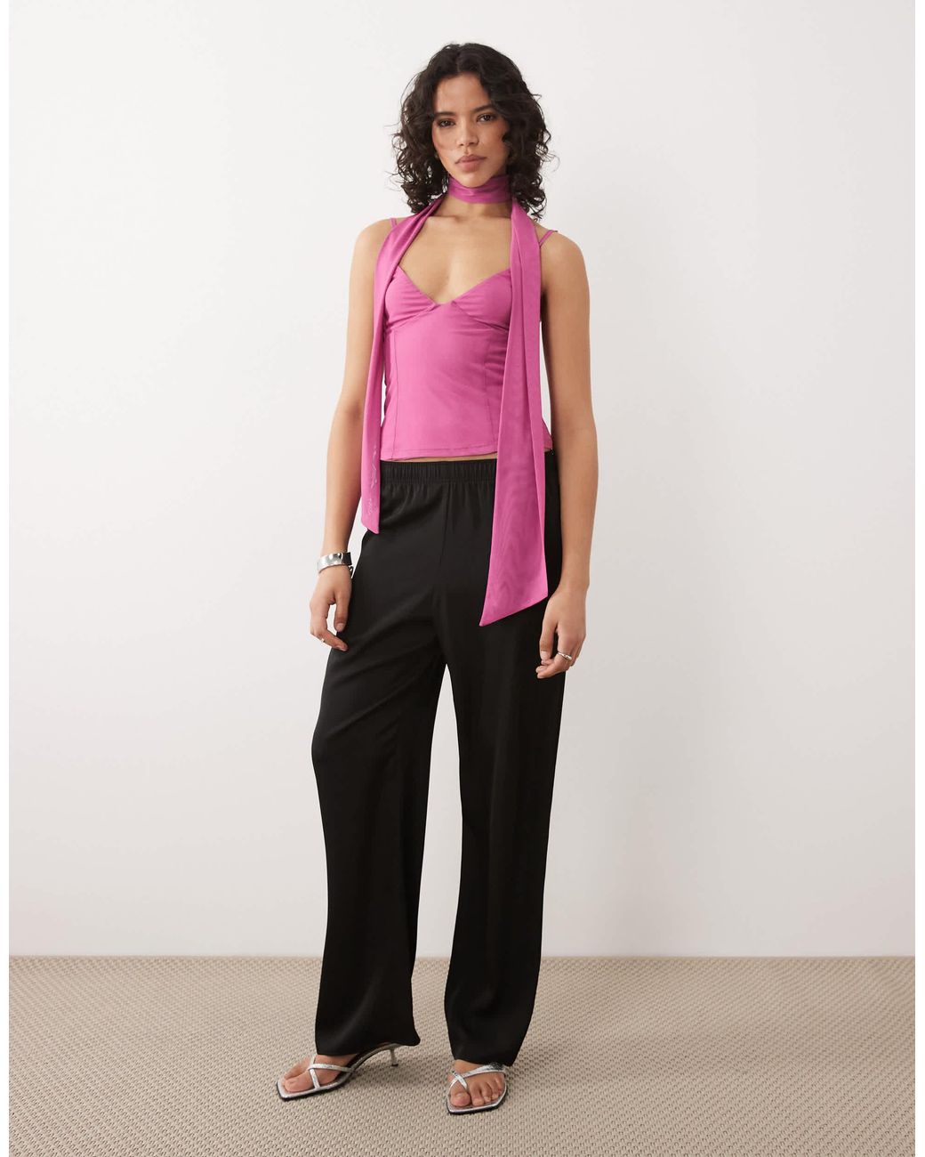 Caraco en tulle avec détail foulard - rose ASOS en coloris Pink