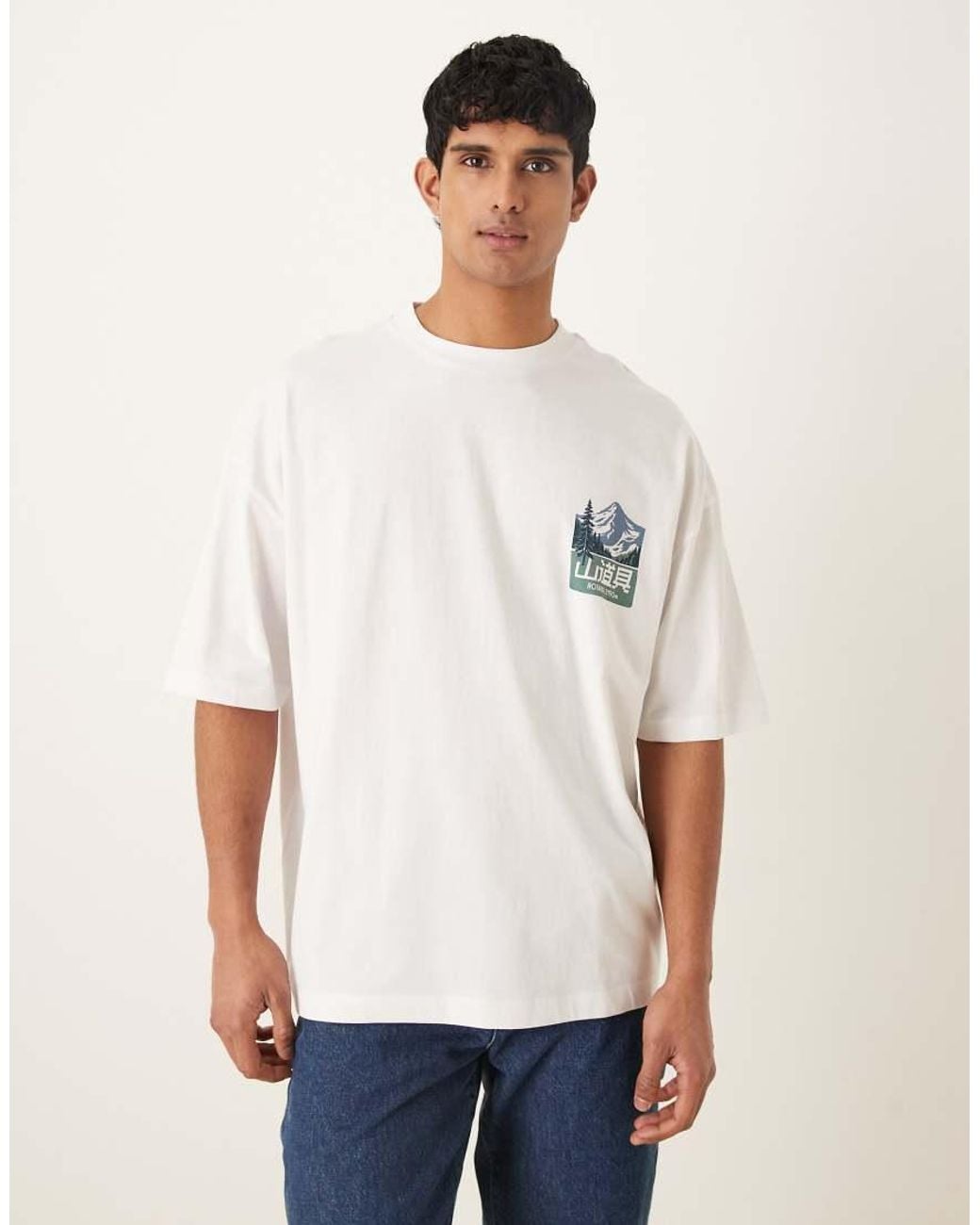 ASOS Blue Oversized T-shirt With Mountain Graphic for men