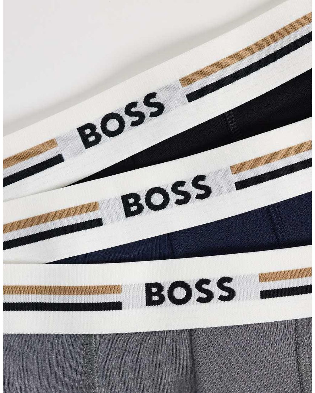 Boss Blue 3 Pack Revive Logo Waistband Trunks for men