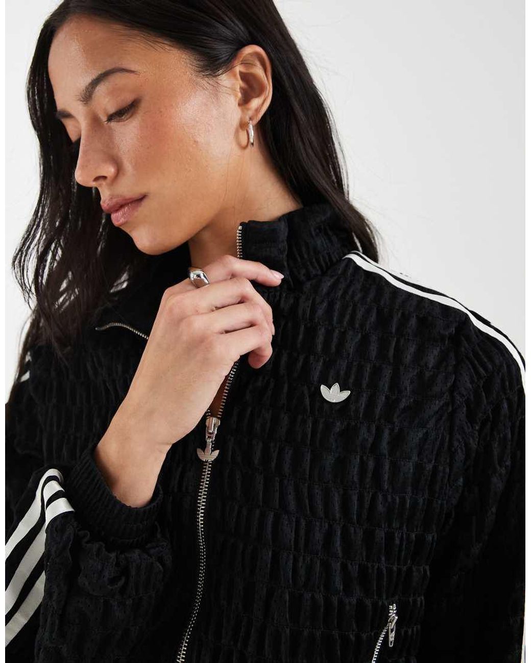 Adidas Originals Black Shirred Track Jacket