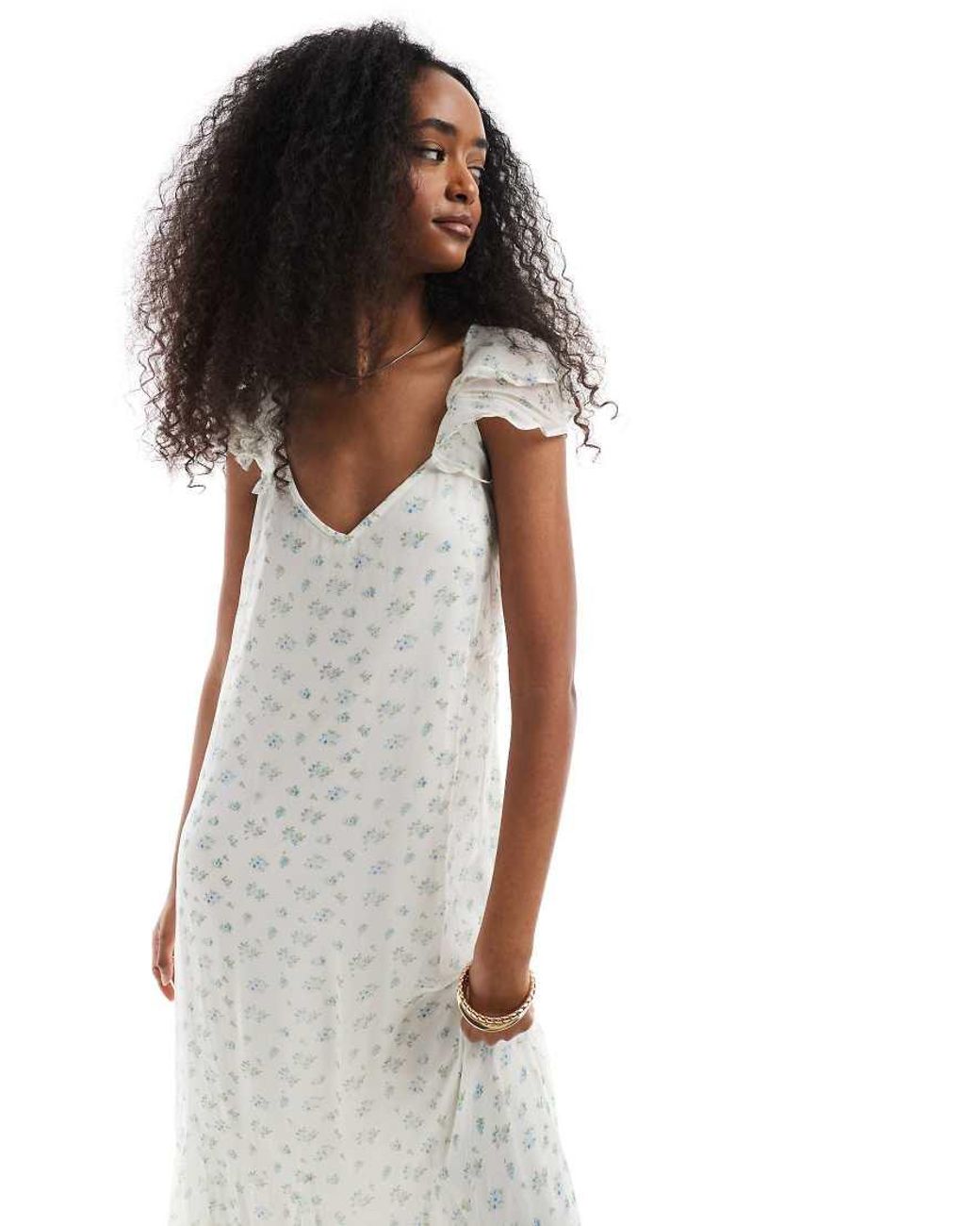 Vero Moda White Smilla Flutter Sleeve Ankle Dress