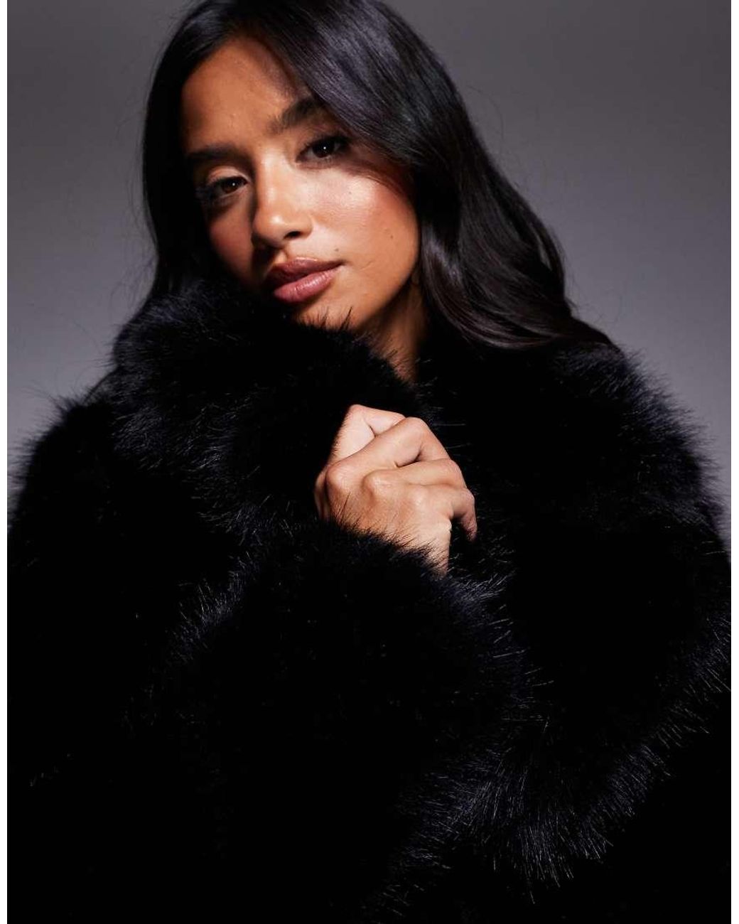 Forever New Blue Faux Fur Coat
