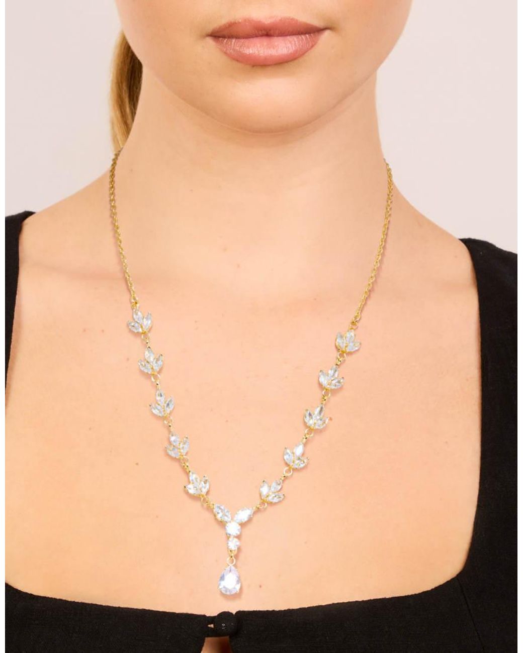 Lovisa White Plated Cubic Zirconia Vine Drop Y-Necklace