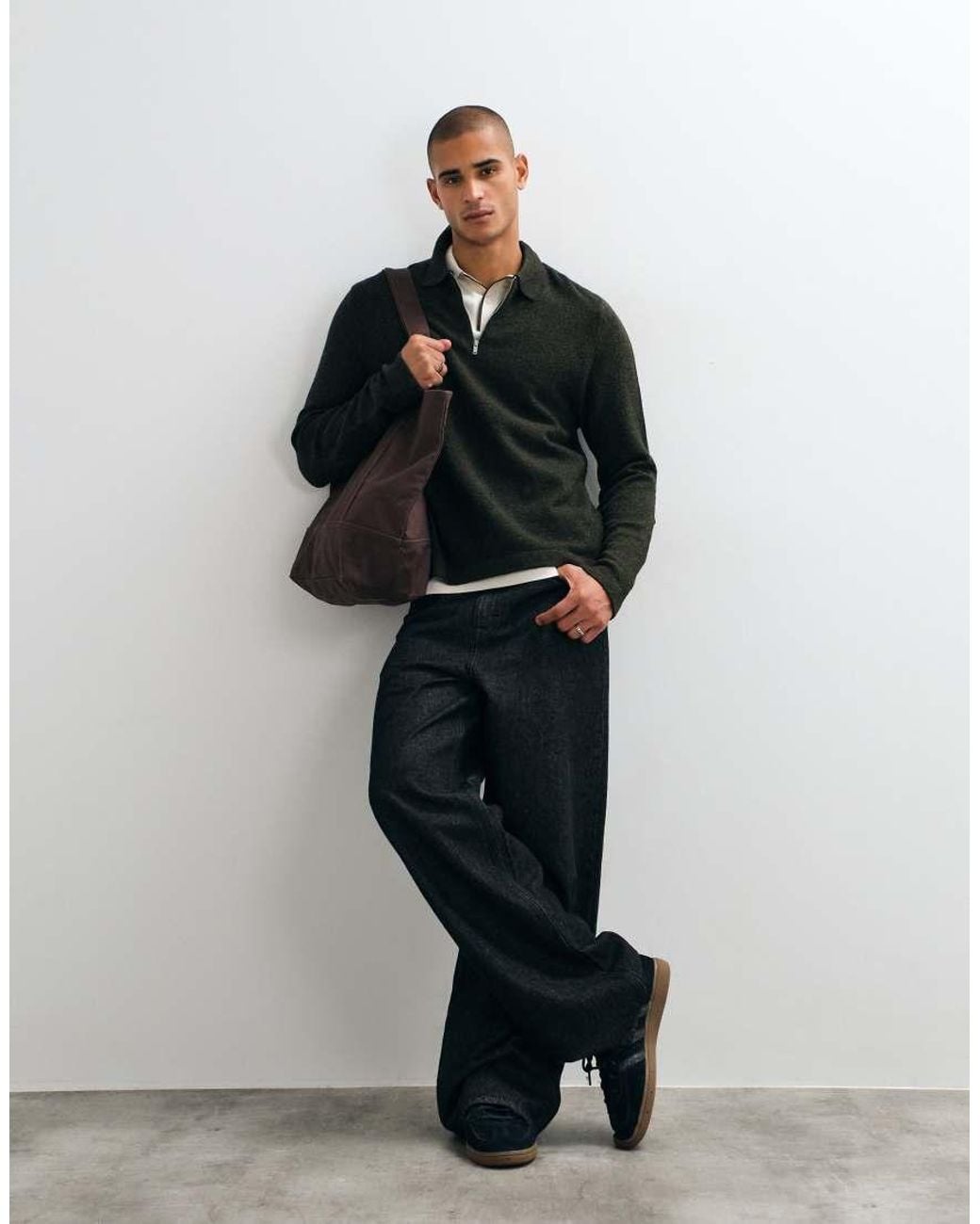 Barbour Black Bearsted Knitted Half Zip Polo Shirt for men