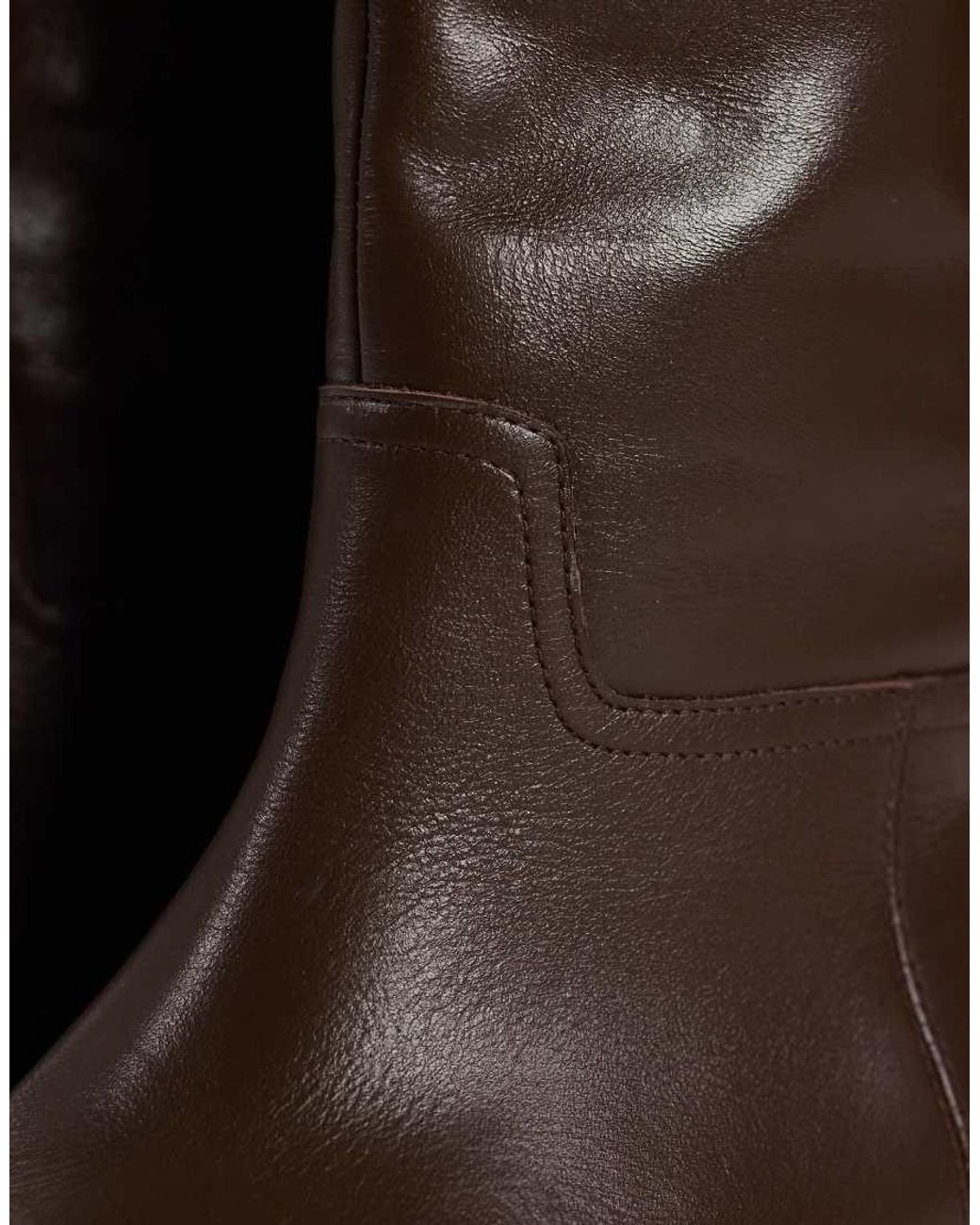 TOPSHOP Brown Penelope Real Leather Riding Boot