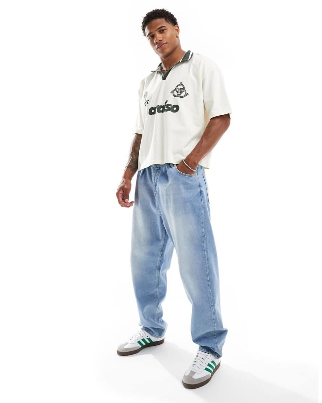 ASOS White Boxy Oversized Polo Shirt for men