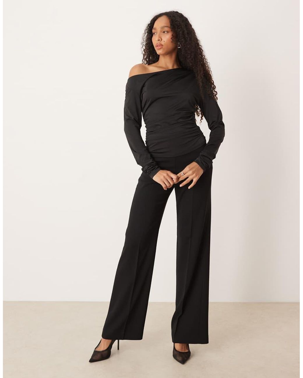 Aware Black Slinky Drapey Long Sleeve Top