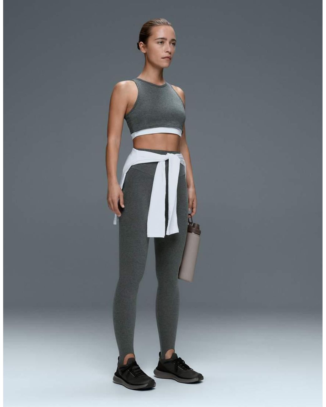Oysho Gray Marl Overlay Halterneck Tank Top