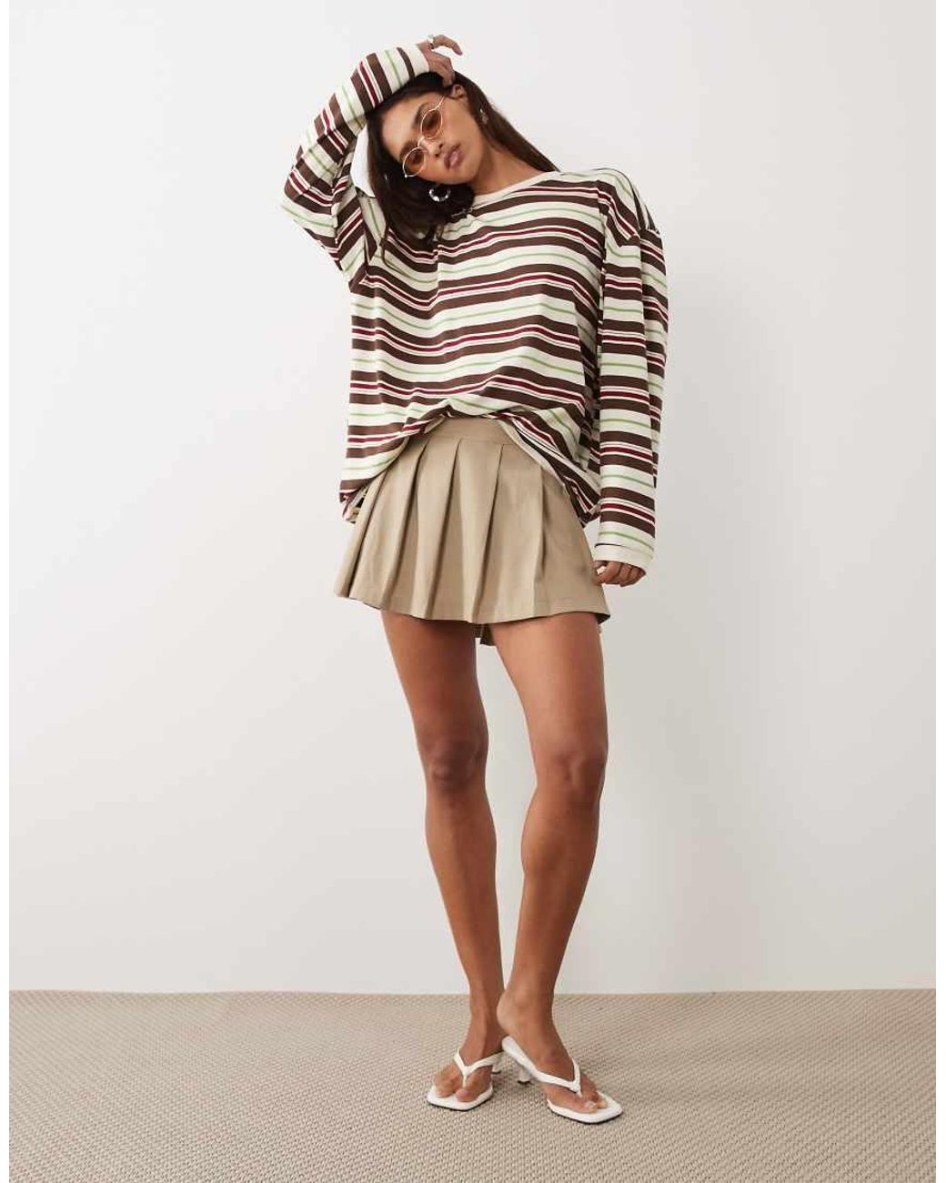 BRONZE SNAKE Natural Tim Stripe Long Sleeve Top