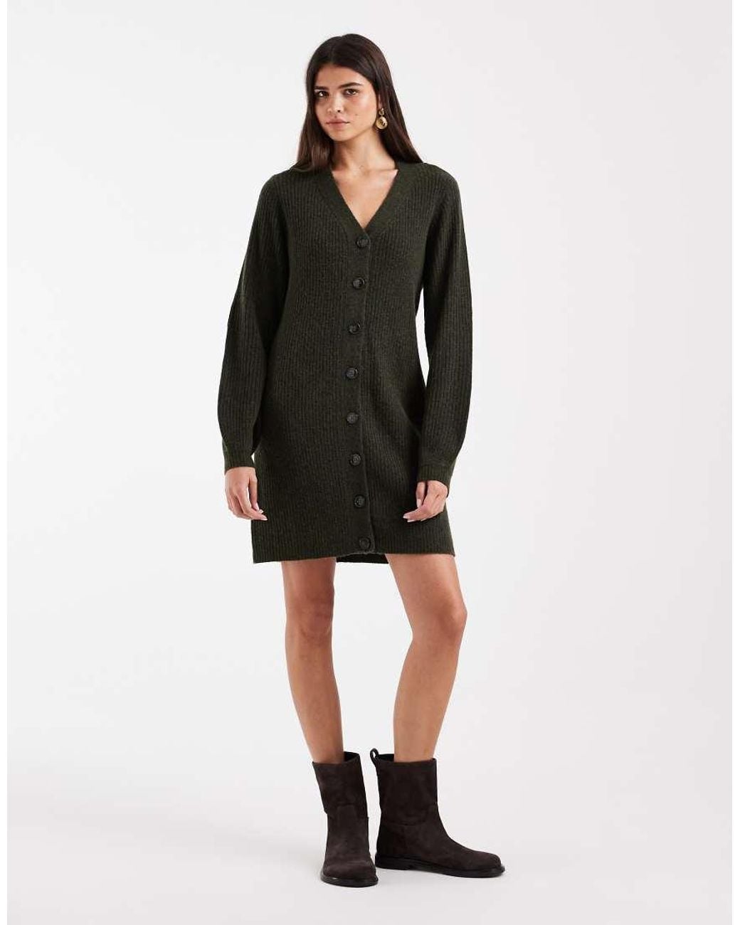 Vero Moda Black Button Front Balloon Sleeve Knitted Mini Dress