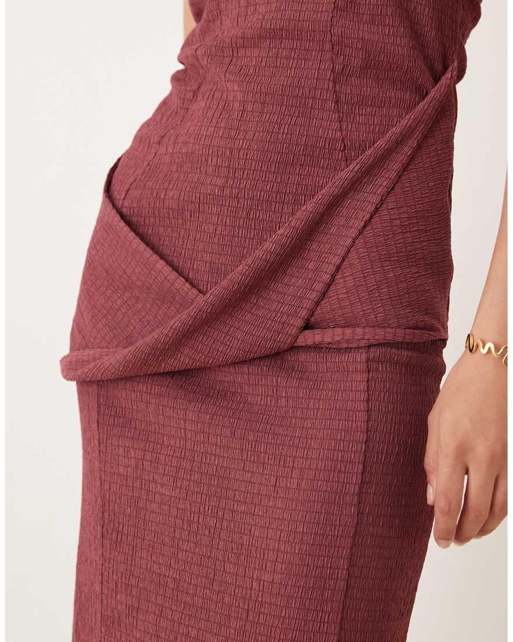ASOS Textured Halter Drape Waist Midi Dress
