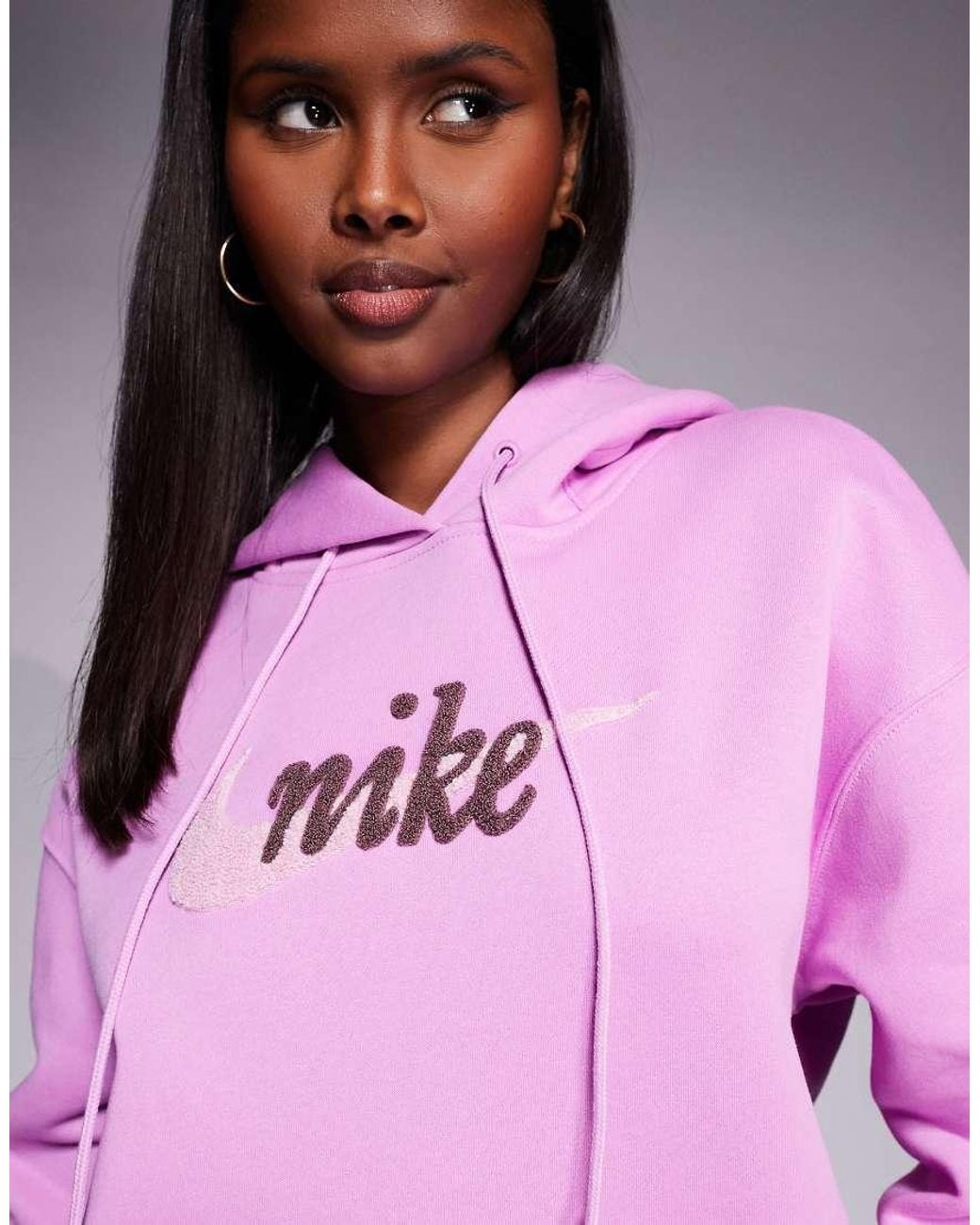 Nike Pink Phoenix Fleece Oversized Logo Hoodie