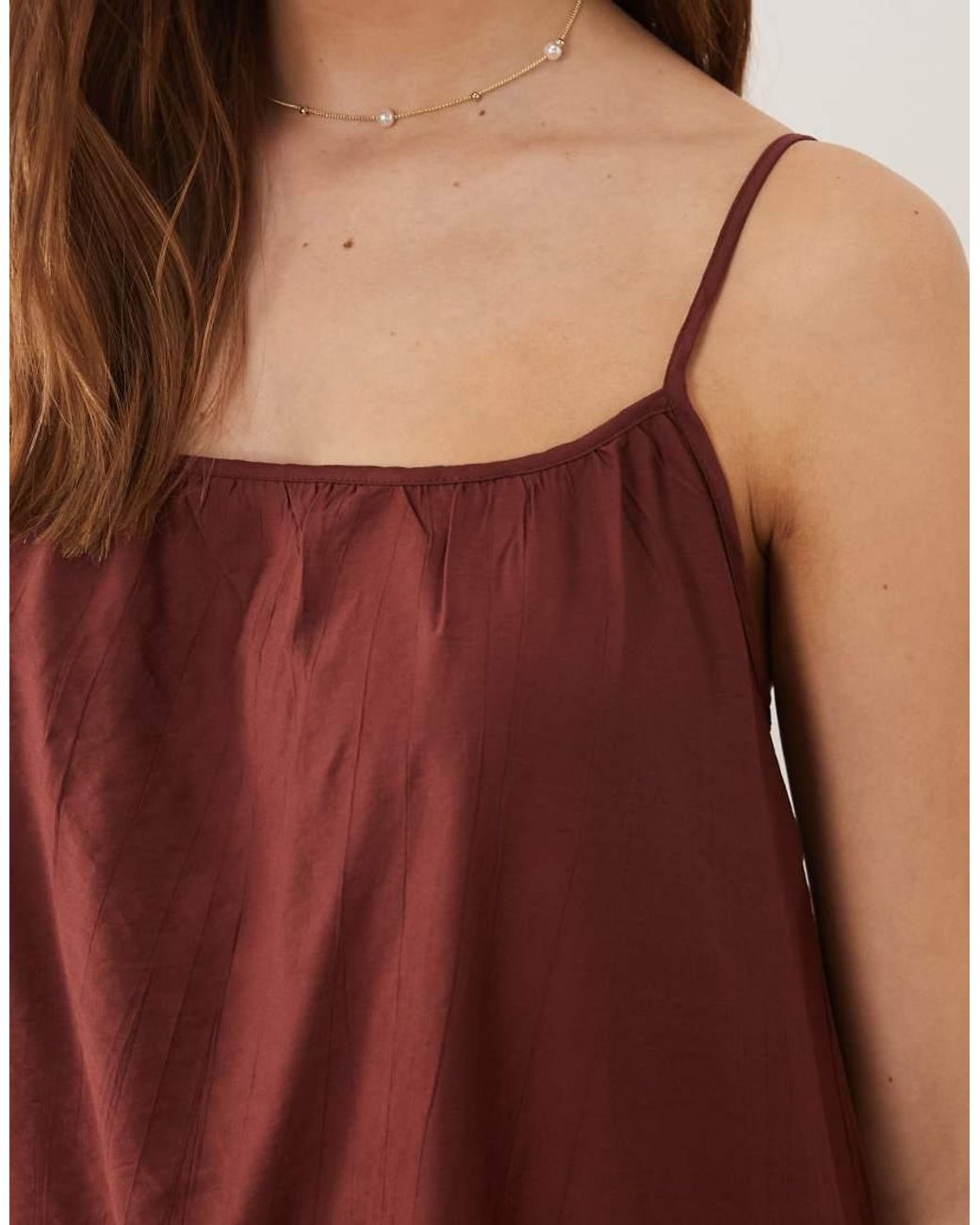 Vero Moda Brown Crinkle Textu Woven Full Cami Maxi Dress