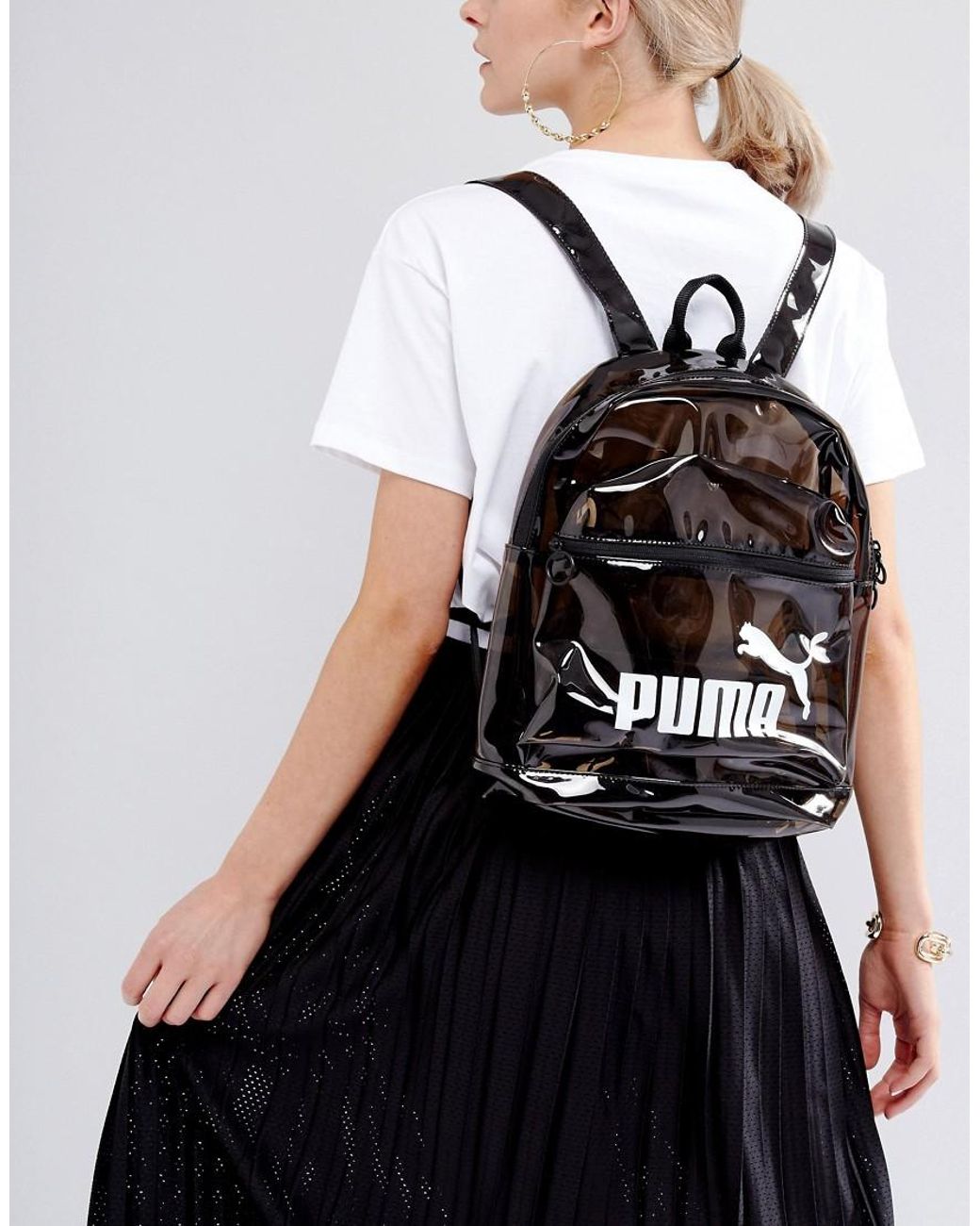 PUMA Transparent Backpack in Black | Lyst