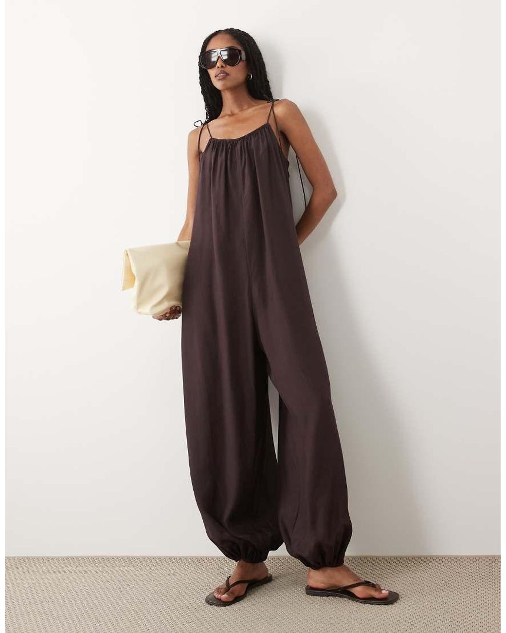 ARKET Brown Balloon Leg Beach Jumpsuit