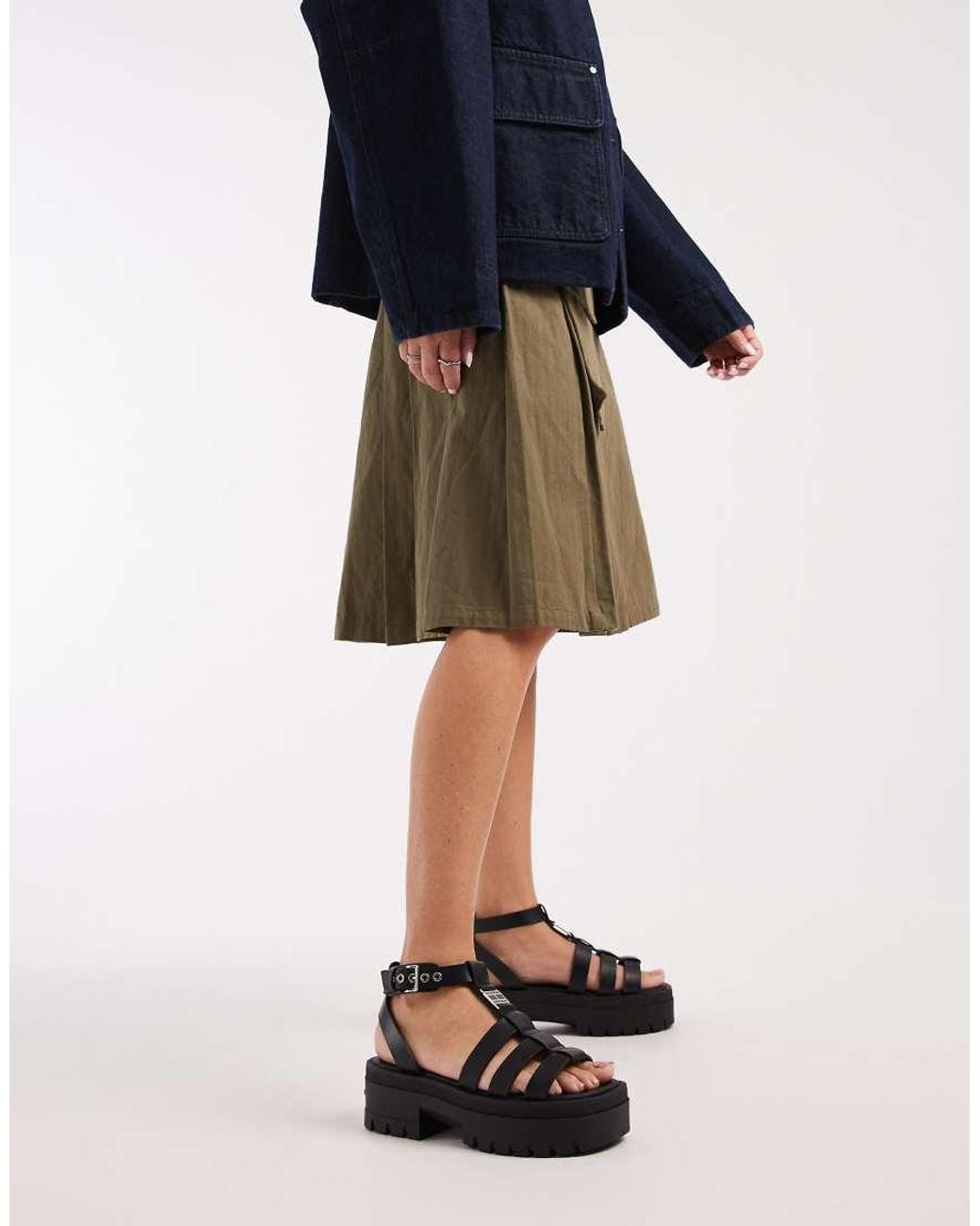 Tommy Hilfiger Black Real Leather Chunky Sandals