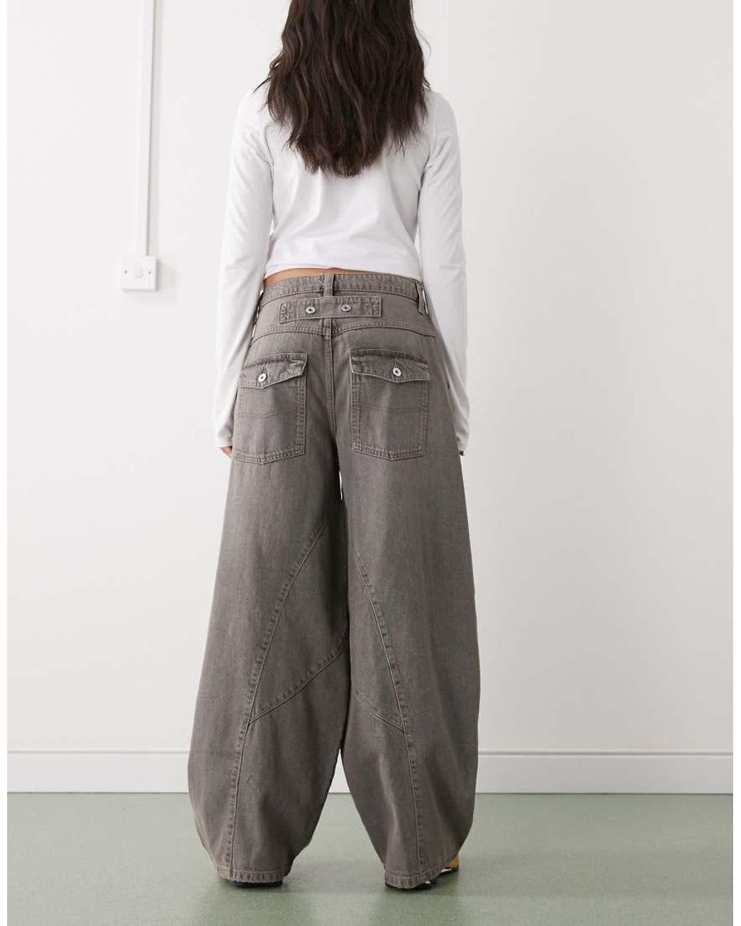Collusion Gray X006 Xl Balloon Low Rise Jeans