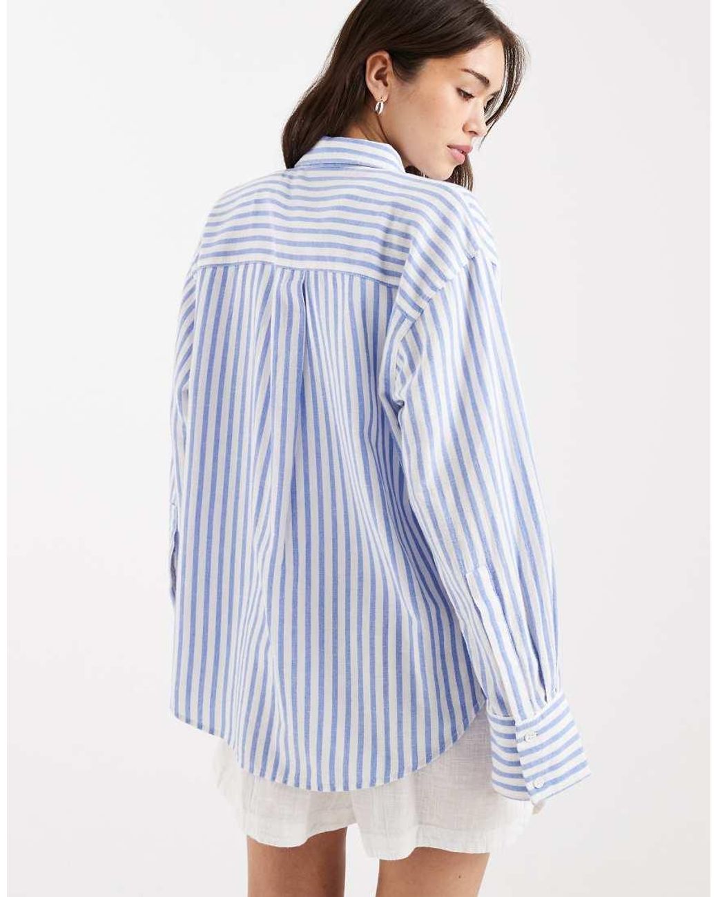 ASOS Blue Oversized Shirt With Linen