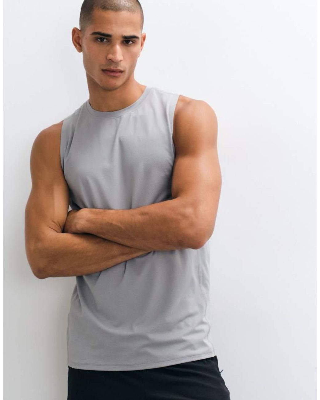 4505 White Icon Quick Dry Mesh Training Tank for men