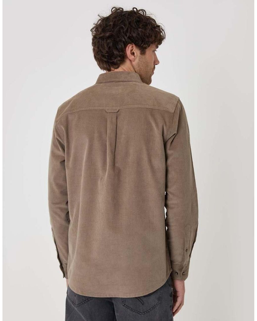 Threadbare Brown Regular Fit Cotton Corduroy Shirt for men