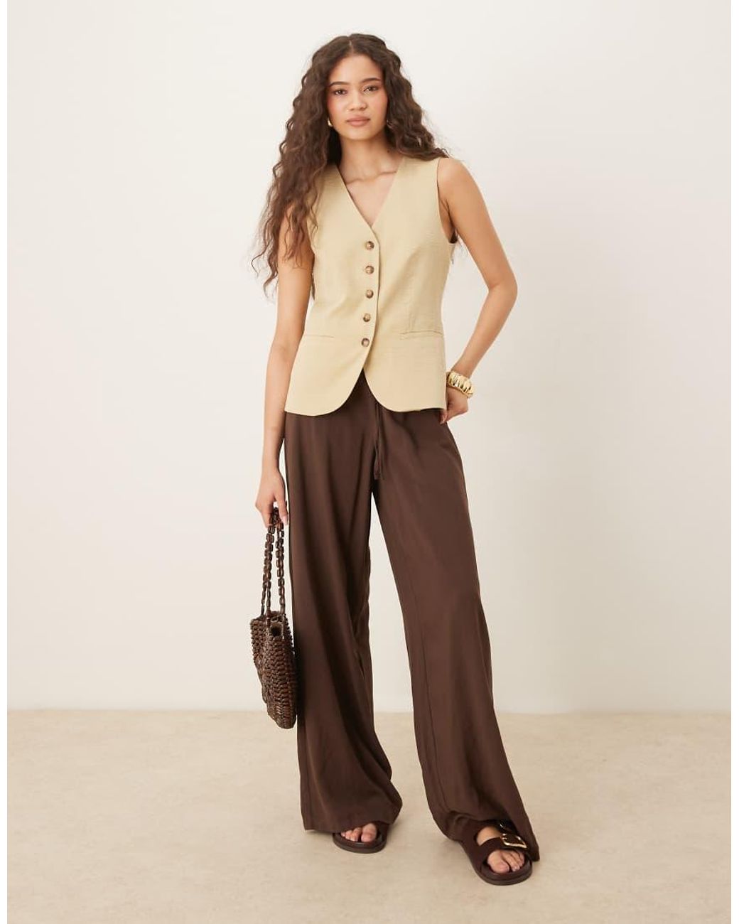 Jdy Natural Longline Textured Waistcoat