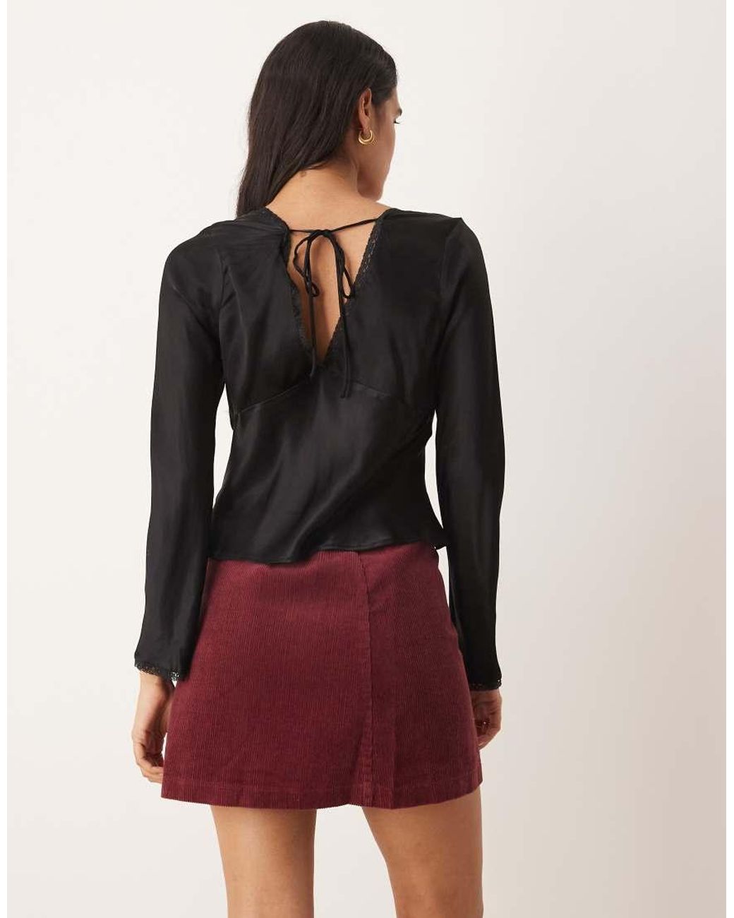 Nobody's Child Red Bingley Cord Wrap Button Front Mini Skirt