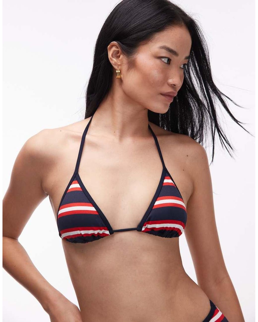Tommy Hilfiger Black Stripe Triangle Bikini Top