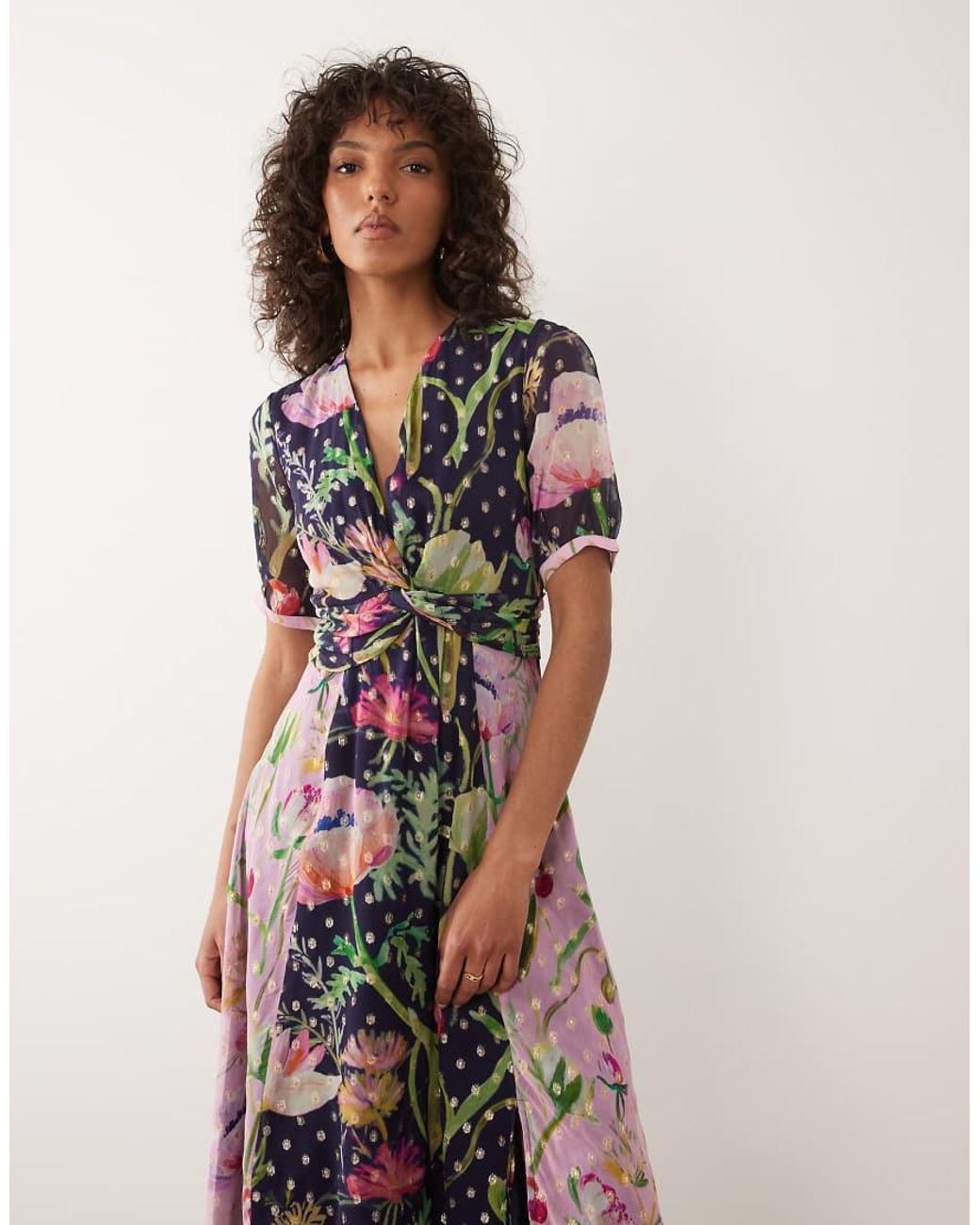 Hope & Ivy White Wrap Bust Midi Tea Dress