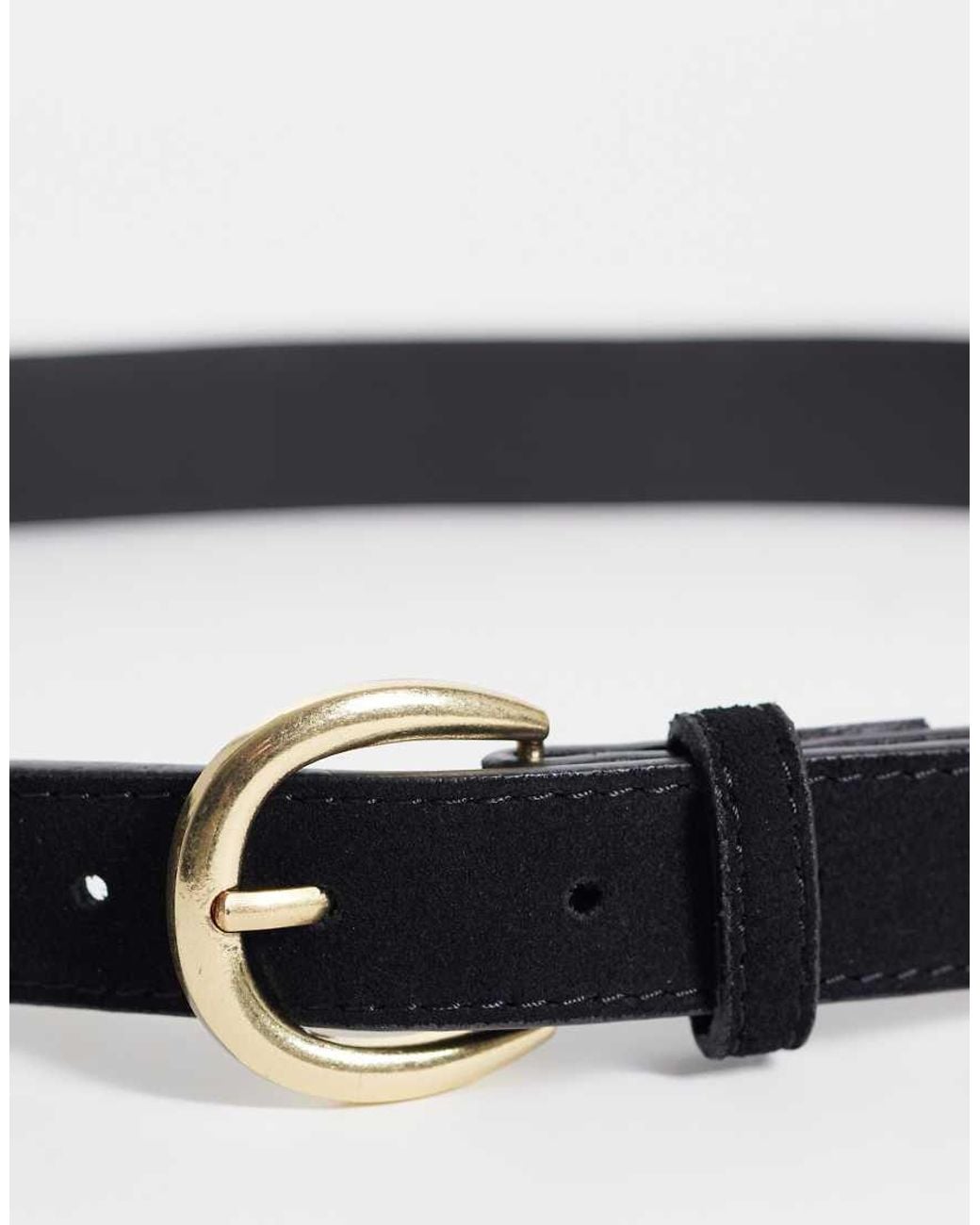 Mango Black Faux Suede Classic Belt