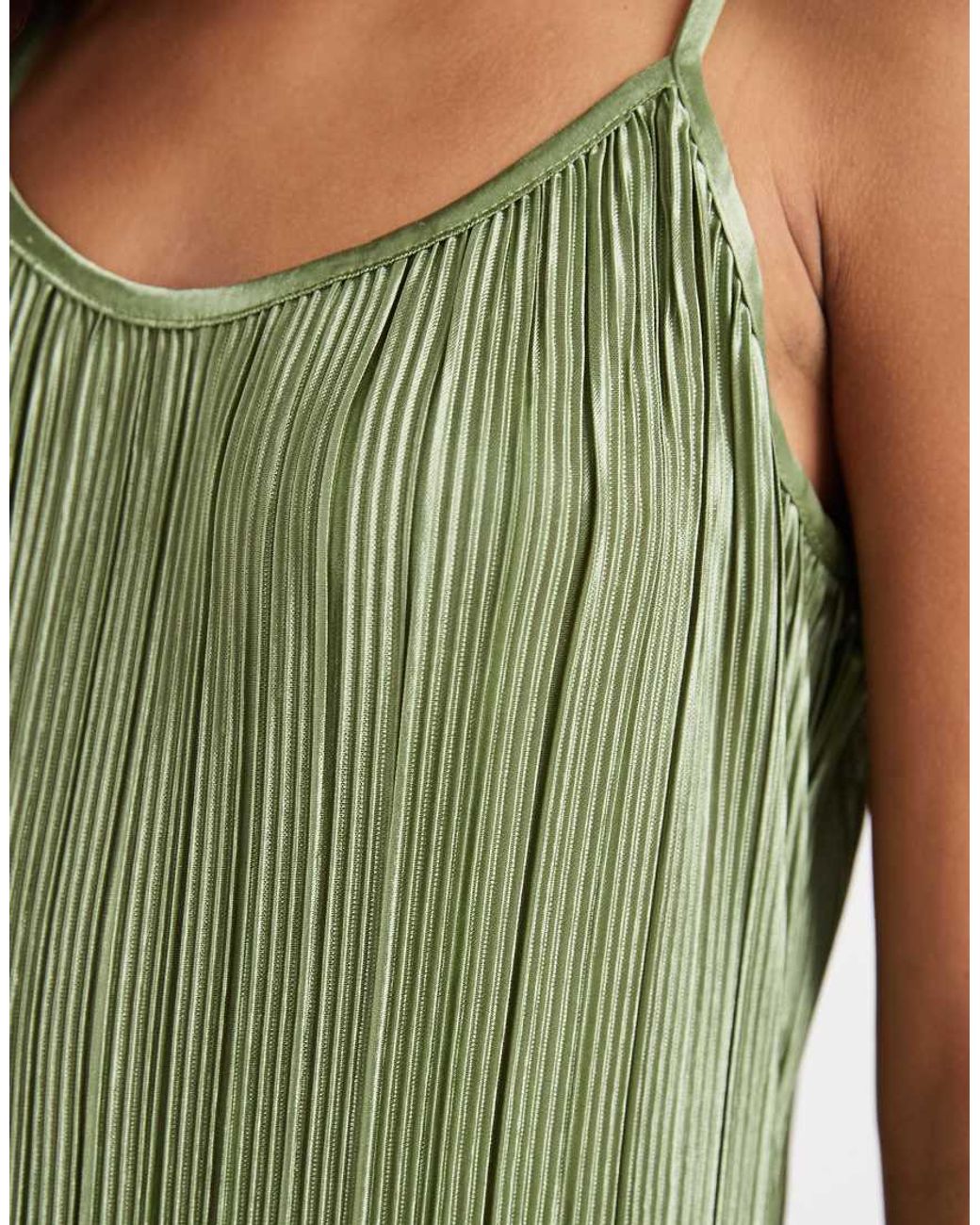 Pieces Green Plisse Cami Maxi Dress