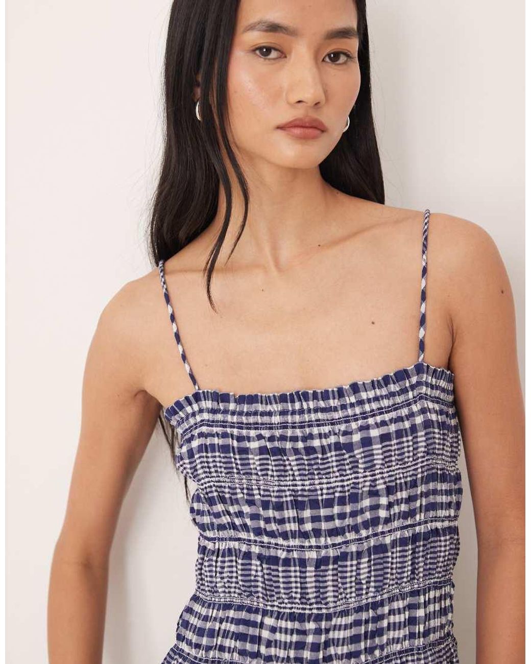 ASOS Blue Shirred Peplum Jumpsuit