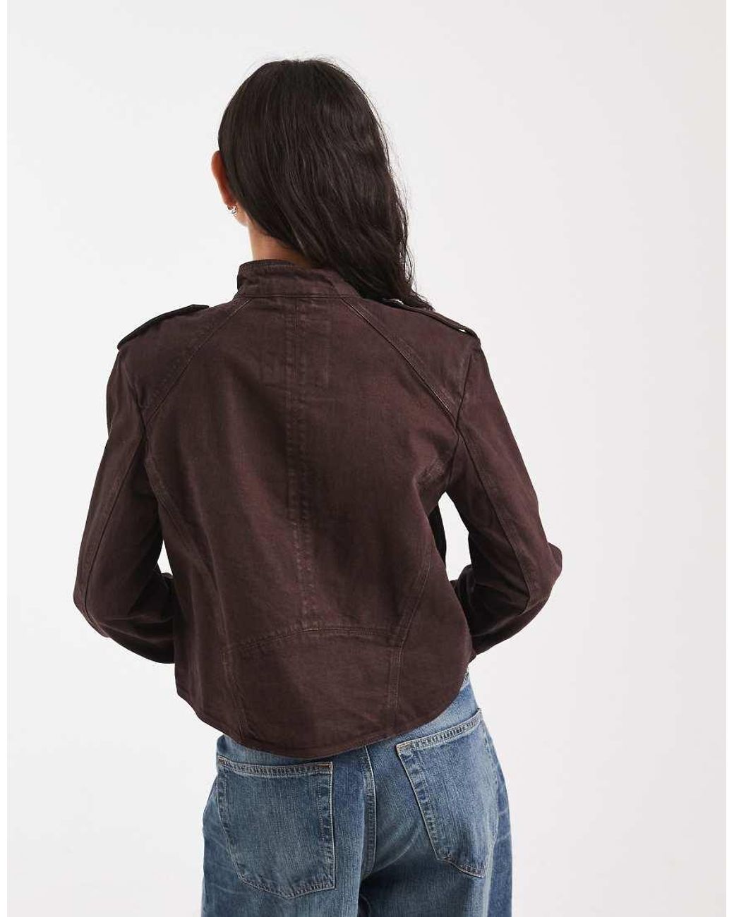Free People Brown Ryland Military Band Jacket