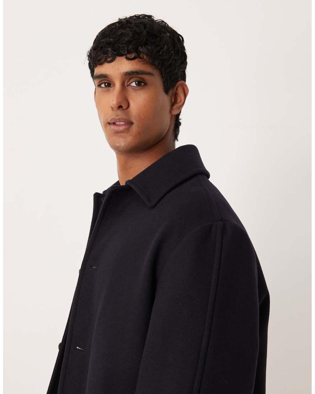 ARKET Black Melton Wool-rich Maxi Overcoat for men