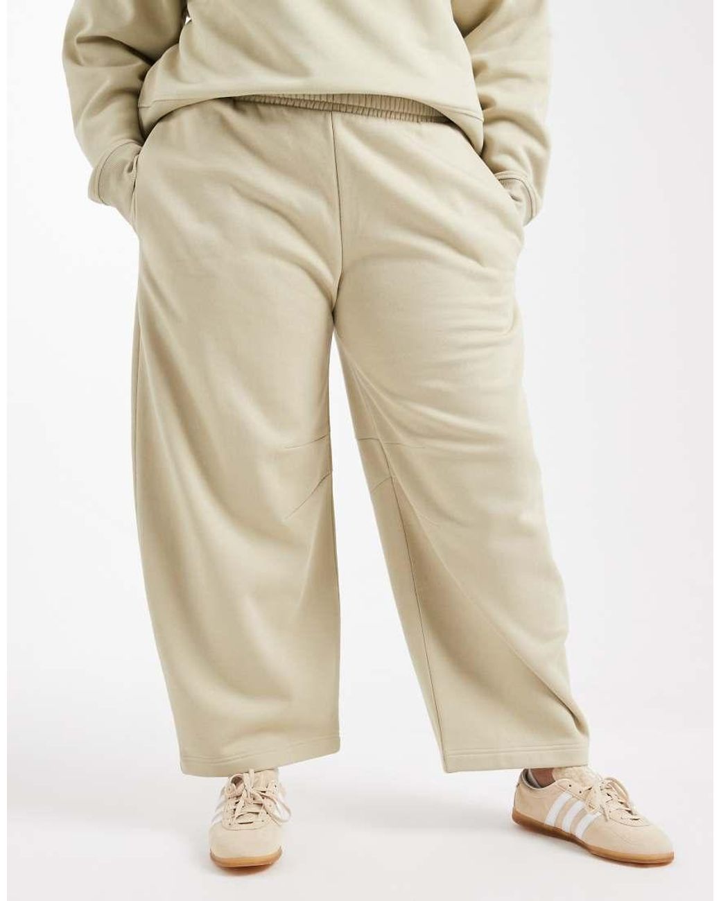 ASOS Natural Asos Design Curve Barrel Leg Brushback Jogger